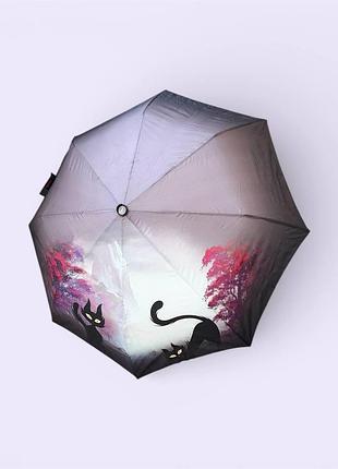 Зонт с принтом милых котиков, полуавтомат, гибкие ветростойкие спицы. top rain