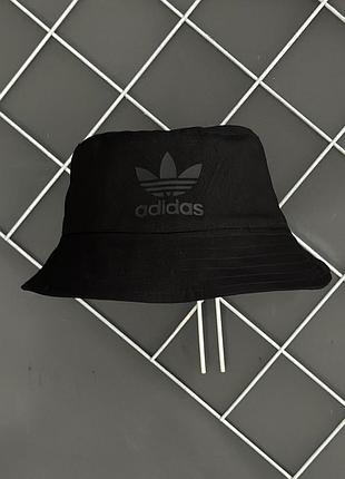 Чорна панама adidas чоловіча бавовняна універсальна, літня панамка адідас чорна унісекс із чорним лого
