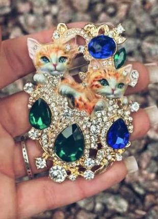Сказочная реалистичная брошь котики в стиле jirks folly, кот, котёнок