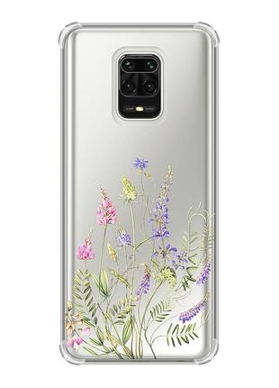 Чехол с утолщёнными углами на xiaomi redmi note 9 pro/ 9s/ 9 pro max :: цветочная идиллия (принт 382)