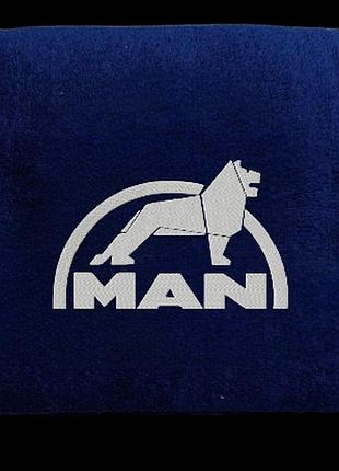 Полотенце с вышивкой махровое банное 70*140 темно-синий автомобилисту ман man 00451