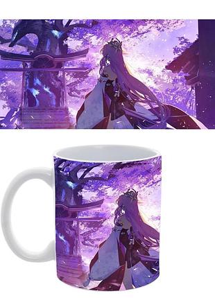 Кружка с яэ мико из игры genshin impact «храм кицуне» yae miko — керамическая кружка для фанатов игры, сублимационная печать