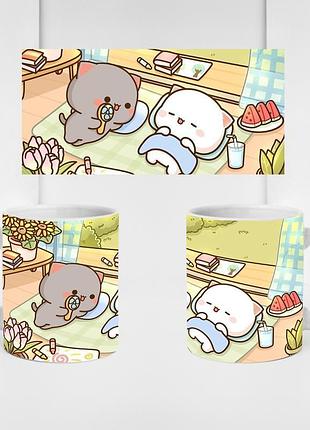 Кружка з кошенятами peach&gomo «lazy picnic» 330 мл— керамічна кружка з милими котиками,сублімаційний друк
