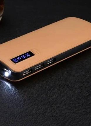 Портативное зарядное устройство павербанк 50000 mah 3хusb power bank smart tech. цвет: бежевый shop