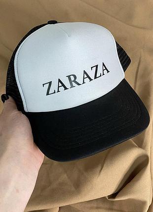 Черно-белая кепка\тракер с надписью zaraza