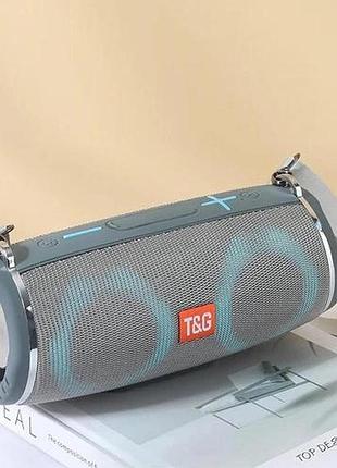Портативная колонка tg642 с rgb подсветкой и ремешком, портативная колонка с bluetooth. цвет: серый shop