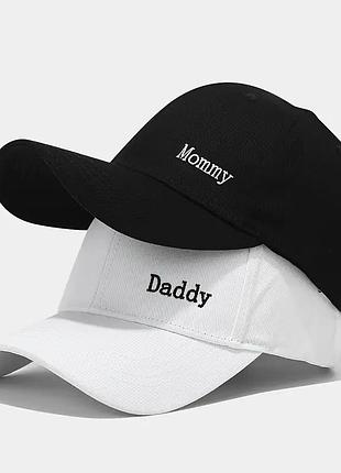 Парные кепки “mommy & daddy” для гендер пати белый