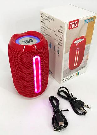 Портативная bluetooth-колонка tg653 usb с ремешком, мощная переносная акустическая колонка. цвет: красный shop