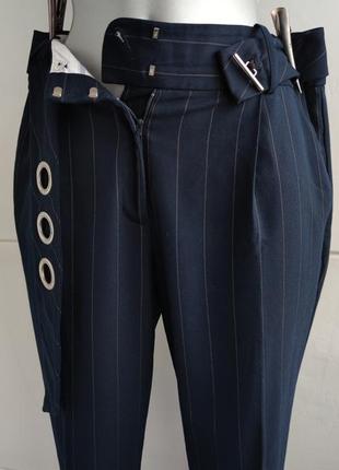 Стильні штани marks & spencer в смужку модного звужений крою з поясом.5 фото