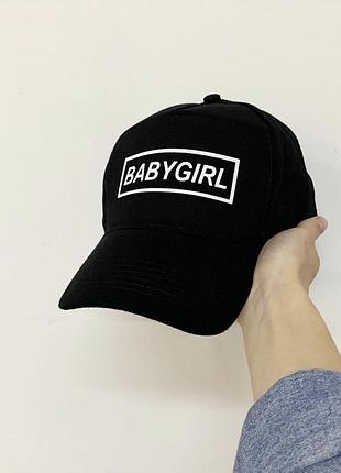 Чорна бавовняна кепка/бейсболка з принтом — baby girl