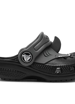 Crocs classic i am shark black original детские, детские кроксы классик черные оригинал с коробкой с10