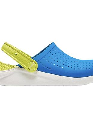 Crocs literide kids clog bright cobalt citrus original, кроксы лайтрайд детские оригинал синие с коробкой 29