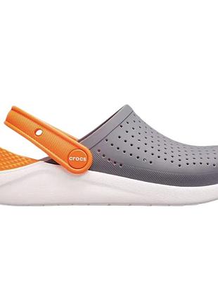 Crocs literide kids clog charcoal white original, кроксы лайтрайд детские оригинал темно серые с коробкой 28