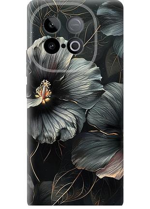 Чехол силиконовый на телефон vivo iqoo neo 10 5g черные цветы "6031u-3920-58250"