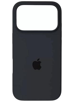 Силиконовый чехол для iphone 17 pro max с закрытым низом silicone case серый dark grey 15 (бампер)
