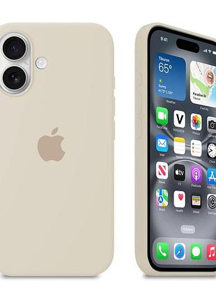 Силіконовий чохол для iphone 16 з закритим низом silicone case бежевий antique white 11 (бампер)