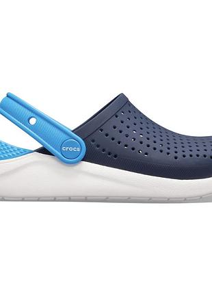 Crocs literide kids clog navy white original, кроксы лайтрайд детские оригинал темно синие с коробкой 29