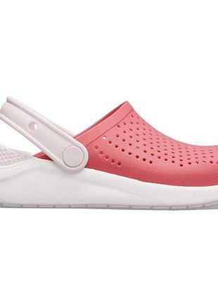 Crocs literide kids clog poppy white original, крокси лайтрайд дитячі оригінал червоні з коробкою