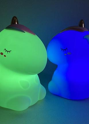 Детский безопасный силиконовый ночник led, с usb зарядкой «единорог» аккумуляторный светильник 3 режима работы