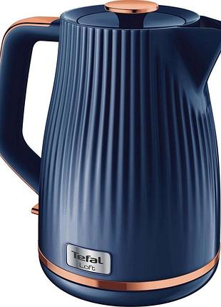 Електрочайник tefal ko251430 loft 1.7л, strix, пластик, синій