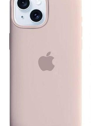 Силиконовый чехол для iphone 15 с закрытым низом silicone case пудровый pink sand 19 (бампер)