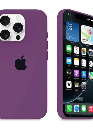 Силиконовый чехол для iphone 14 pro max с закрытым низом silicone case фиолетовый grape 43 (бампер)