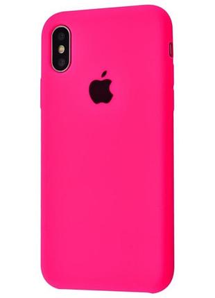 Силіконовий чохол для iphone x / xs (10) з закритим низом яскраво рожевий shiny pink 38 silicone case (бампер)