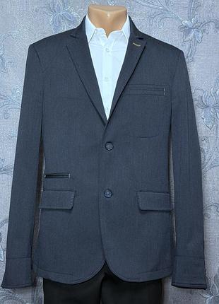 Пиджак мужской zara man denim couture 48 размер графитовый стильный блейзер нарядный классический официальный деловой выполнен в итальяи