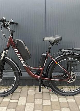 Электровелосипед cubic-bike electric 26" бордовый с lcd дисплеем 500 ватт 13ач 48в