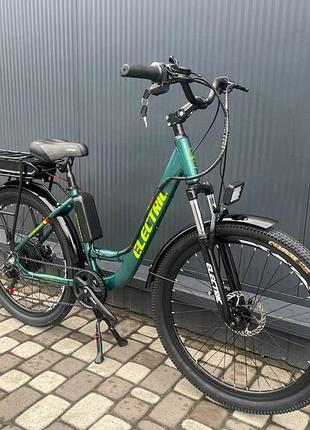Электровелосипед cubic-bike electric 26" зеленый 500ватт аккумулятор багажник 10ач 48в