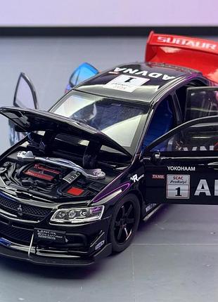 Модель авто mitsubishi lancer evolution ix масштаб 1:32 металлическая инерционная машинка со светом и звуком для детей 4