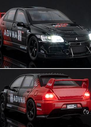 Модель авто mitsubishi lancer evolution ix масштаб 1:32 металлическая инерционная машинка со светом и звуком для детей 5