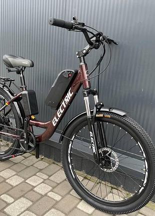 Электровелосипед cubic-bike electric 26" бордовый с lcd дисплеем 500 ватт 10.4ач 48в