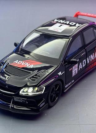 Игрушечная машинка mitsubishi lancer evolution ix 1:32 металлическая, инерционный механизм, свет звук, открывающаяся дверь и капот 4