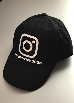 Чорна кепка/бейсболка з написом — nickname instagram