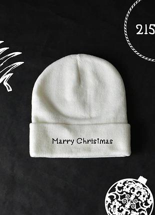 Зимняя шапка unisex с нанесением надписи merry christmas - 100% акрил