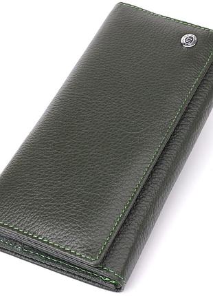 Стильный кошелек для женщин с монетницей из натуральной кожи st leather 23106 зеленый