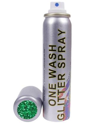 Гліттерний спрей для волосся зелений stargazer one wash glitter spray green 75 мл