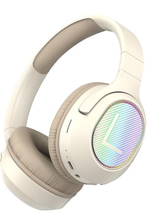 Беспроводные наушники msl-911 bluetooth полноразмерные hi-fi звук extra bass led подсветка бежевый