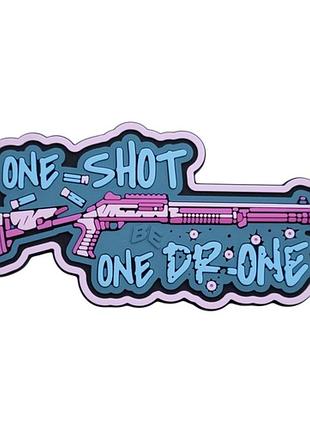 Пвх патч (шеврон) «one shot - one drone» blue (9316)