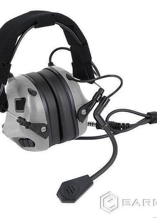 Тактические активные наушники earmor m32h с микрофоном с шумоподавлением для стрельбы баллистические серые