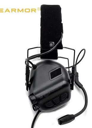 Тактические активные наушники earmor m 32 se черные с гарнитурой ptt микрофоном шумоподавляющие военные нато
