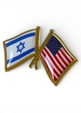 Значок флаги израиль / сша позолота