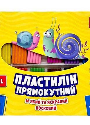 Пластилін восковий, прямокутний 12 кольорів
