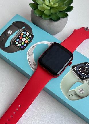 Смарт часы фитнес браслет smart watch n76 беспроводная зарядка пульсометр тонометр красные + подарок