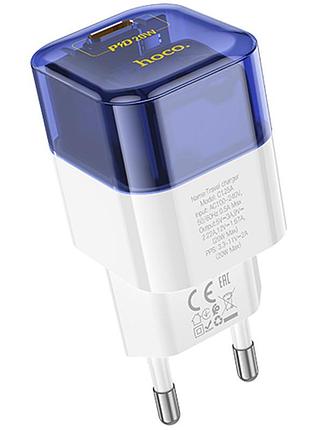 Сетевое зарядное устройство hoco c125a transparent tribute single-port pd20w charger transparent black 69120