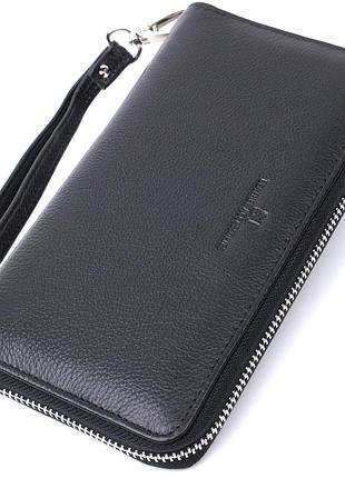 Красивый клатч унисекс на одно отделение из натуральной кожи st leather 22697 черный