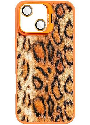 Чехол tpu+pc wild leopard with magnetic fit and lens для apple iphone 13 / 14 (6.1") orange