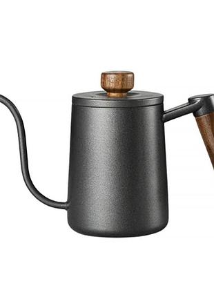 Чайник для заваривания кофе choxila 11625 600 мл black с длинным носиком и крышкой нержавеющая сталь