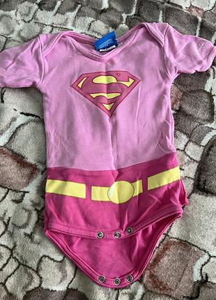 Рожевий боді-костюм "supergirl" з накидкою , 3-6 міс
